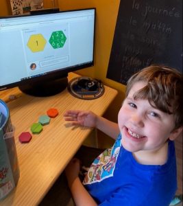 VES Student Spotlight: Malcolm St. Pierre learning about equivalent fractions using pattern blocks.